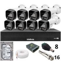 Kit 8 Câmeras Intelbras 1120b Full Color Dvr Mhdx 1016-c Intelbras Com Detecção De Movimentos Hd 3Tb