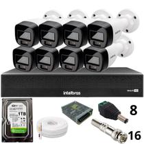 Kit 8 Câmeras Intelbras 1220b Full Color Dvr Mhdx 1016-c Intelbras Com Detecção De Movimentos Hd 1tb