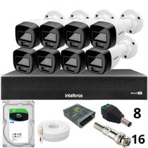 Kit 8 Câmeras Intelbras 1220b Full Color Dvr Mhdx 1016-c Intelbras Com Detecção De Movimentos Hd 6tb