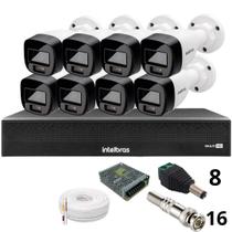Kit 8 Câmeras Intelbras 1220b Full Color Dvr Mhdx 1016-c Intelbras Com Detecção De Movimentos Sem Hd