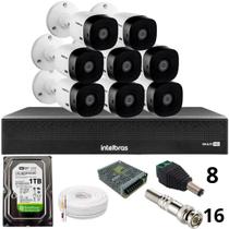 Kit 8 Câmeras Intelbras 1220b Full Hd Dvr Mhdx 1016-c Intelbras Com Detecção De Movimentos Hd 1tb