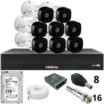 Kit 8 Câmeras Intelbras 1220b Full Hd Dvr Mhdx 1016-c Intelbras Com Detecção De Movimentos Hd 2tb