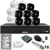 Kit 8 Câmeras Intelbras 1220b Full Hd Dvr Mhdx 1016-c Intelbras Com Detecção De Movimentos Hd 3tb