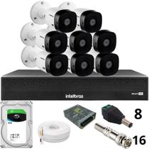 Kit 8 Câmeras Intelbras 1220b Full Hd Dvr Mhdx 1016-c Intelbras Com Detecção De Movimentos Hd 6tb