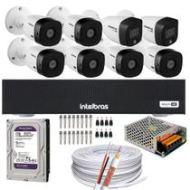 Kit 8 Câmeras Intelbras 2 cam Full Color 6 cam 1220b Full Hd Dvr Mhdx 1008-C