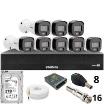 Kit 8 Câmeras Intelbras 3220b Full Color Com Áudio Dvr Mhdx 1016-c Intelbras Com Detecção De Movimentos Hd 2tb