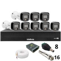 Kit 8 Câmeras Intelbras 3220b Full Color Com Áudio Dvr Mhdx 1016-c Intelbras Com Detecção De Movimentos Sem Hd