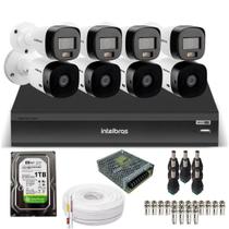 Kit 8 Câmeras Intelbras 4 Câmeras 1220b 4 Câmeras 3220b +, Dvr 8ch Imhdx 3008 Hd 1 tb