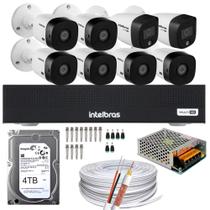 Kit 8 Câmeras Intelbras 6 1220B Full Hd 2 1220 Full color Dvr 3008-C Canais 4tb