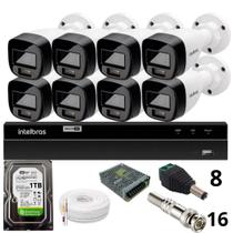 Kit 8 Câmeras Intelbras Bullet 1220b Full Color Dvr Intelbras 1216-c Mhdx Com Acesso Remoto Hd 1tb
