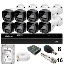 Kit 8 Câmeras Intelbras Bullet 1220b Full Color Dvr Intelbras 1216-c Mhdx Com Acesso Remoto Hd 2tb