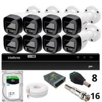Kit 8 Câmeras Intelbras Bullet 1220b Full Color Dvr Intelbras 1216-c Mhdx Com Acesso Remoto Hd 6tb