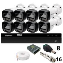 Kit 8 Câmeras Intelbras Bullet 1220b Full Color Dvr Intelbras 1216-c Mhdx Com Acesso Remoto Sem Hd