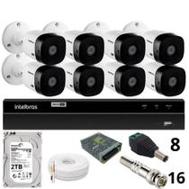Kit 8 Câmeras Intelbras Bullet 1220b Full Hd Dvr Intelbras 1216-c Mhdx Com Acesso Remoto Hd 2tb