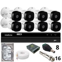 Kit 8 Câmeras Intelbras Bullet 1220b Full Hd Dvr Intelbras 1216-c Mhdx Com Acesso Remoto Hd 3tb