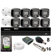 Kit 8 Câmeras Intelbras Bullet 3220b Full Color Com Áudio Dvr Intelbras 1216-c Mhdx Com Acesso Remoto Hd 1tb