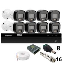 Kit 8 Câmeras Intelbras Bullet 3220b Full Color Com Áudio Dvr Intelbras 1216-c Mhdx Com Acesso Remoto Sem Hd