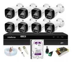 Kit 8 Cameras Intelbras Full Color, Dvr 8 Canais, Hd Purple