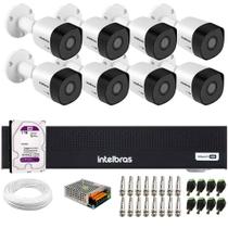 Kit 8 Câmeras Intelbras HD 720p VHD 3120 B G7 com Lente 3,6mm Visão Noturna 20m IP67 + Dvr Intelbras MHDX 1008-C 8 Canais + HD 1TB