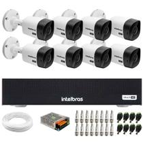 Kit 8 Câmeras Intelbras VHC 1120 B HD 720p Visão Noturna 20m Resistente à Chuva IP66 + DVR Gravador Digital de vídeo Intelbras MHDX 1108-C