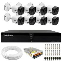 Kit 8 Câmeras Intelbras VHC 1120 B HD 720p Visão Noturna 20m Resistente à Chuva IP66 + Dvr Tudo Forte TFHDX 3308 Full HD 8 Canais Com App Xmeye