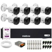 Kit 8 Câmeras Intelbras VHC 1120 B HD 720p Visão Noturna 20m Resistente à Chuva IP66 + Gravador Digital de vídeo Intelbras MHDX 1108-C + HD 2TB