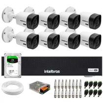 Kit 8 Câmeras Intelbras VHC 1120 B Infravermelho 20m Proteção IP66 + DVR Intelbras MHDX 8 Canais 2TB