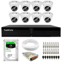 Kit 8 Câmeras Intelbras VHC 1120 D HD 720p Dome Infravermelho de 20 metros Lente 2.8mm + Dvr Tudo Forte TFHDX 3308 Full HD 8 Canais + HD 1TB BarraCuda