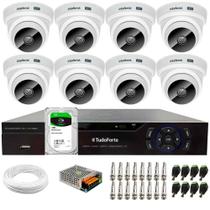 Kit 8 Câmeras Intelbras VHC 1120 D HD 720p Dome Infravermelho de 20 metros Lente 2.8mm + Dvr Tudo Forte TFHDX 3308 Full HD 8 Canais + HD 1TB BarraCuda