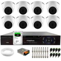 Kit 8 Câmeras Intelbras VHD 1120 D G7 HD 720p Dome Lente 2.8mm Visão Noturna 20M + Dvr Tudo Forte TFHDX 3308 Full HD 8 Canais + HD 2TB BarraCuda