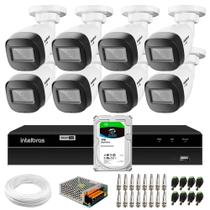 Kit 8 Câmeras Intelbras VHD 1130 B HD 720p Bullet com Lente 2.8mm Visão Noturna 30m Resistente à Chuva IP67 + DVR 8 canais MHDX 1208 + HD 1TB