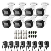 Kit 8 Câmeras Intelbras VHD 1130 B HD 720p com Lente 2.8mm Visão Noturna 30m Resistente à Chuva IP67 + Conectores + Fontes