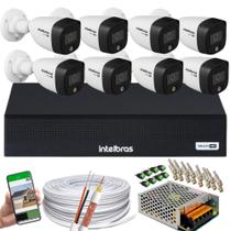 Kit 8 Câmeras Intelbras VHD 1220 B Full Color Bullet Full HD 1080p Multi HD IR 20m + Dvr MHDX 3008