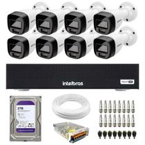Kit 8 Câmeras Intelbras VHD 1220 B Full Color Full HD Visão Noturna Colorida 20m DVR MHDX 1108-C 2TB