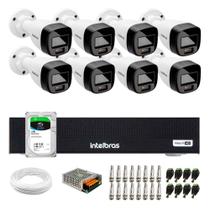 Kit 8 Câmeras Intelbras VHD 1220 B G7 Full Color Bullet Full HD 1080p Multi HD IR 20m + DVR Gravador de Vídeo Intelbras MHDX 3008-C + HD 1TB Skyhawk