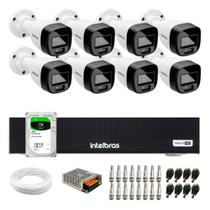 Kit 8 Câmeras Intelbras VHD 1220 B G7 Full Color Bullet Full HD 1080p Multi HD IR 20m + Dvr Intelbras MHDX 1108-C 8 Canais + HD 1TB Barracuda