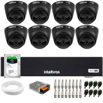 Kit 8 Câmeras Intelbras VHD 1220 D Black Dome Full HD 1080p, Lente 2.8mm, Visão Noturna 20m + DVR Intelbras MHDX 3108-C 8 Canais + HD SkyHawk 1TB