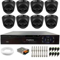 Kit 8 Câmeras Intelbras VHD 1220 D Dome Black Full HD 1080p, Lente 2.8mm, Visão Noturna 20m + Dvr Tudo Forte TFHDX 3308 8 Canais Com App Xmeye