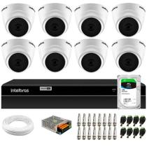 Kit 8 Câmeras Intelbras VHD 1220 G7 Dome Full HD com Visão Noturna Infravermelho de 20m Multi HD + DVR Intelbras MHDX 1208 8 Canais + HD SkyHawk 1TB