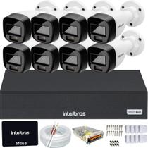 Kit 8 Câmeras Intelbras Vhd 1220b Full Color DVR Mhdx 1108c SSD 512gb colorido 24hrs