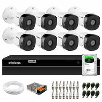 Kit 8 Câmeras Intelbras VHD 1230 B Bullet Full HD 1080p Visão Noturna 30m Proteção IP67 + DVR Intelbras MHDX 1208 8 Canais + HD 1TB Barracuda