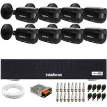 Kit 8 Câmeras Intelbras VHD 1230 B Full HD 1080p Bullet Black G7 Visão Noturna 30m IP67 + DVR Intelbras MHDX 3108-C 8 Canais