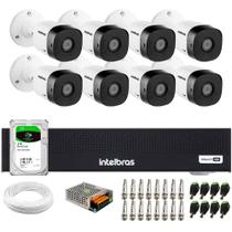 Kit 8 Câmeras Intelbras VHD 1230 B Full HD 1080p Bullet Visão Noturna de 30 metros IP67 + Dvr Intelbras MHDX 1008-C 8 Canais + HD 2TB BarraCuda