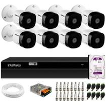 Kit 8 Câmeras Intelbras VHD 1230 B Full HD 1080p Bullet Visão Noturna de 30 metros Proteção IP67 + DVR Intelbras MHDX 1208 8 Canais + HD 1TB Purple