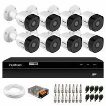 Kit 8 Câmeras Intelbras VHD 3230 B Bullet Full HD 1080p Alcance Visão Noturna 30m Índice de Proteção IP67 + DVR Intelbras MHDX 1208 com 8 Canais