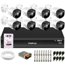 Kit 8 Câmeras Intelbras VHD 3530 B 5MP HDCVI Bullet Visão Noturna 30m IP67 + DVR Intelbras IMHDX 5108 8 Canais + HD 1TB Purple