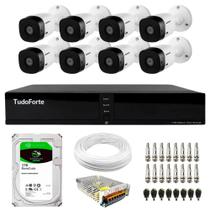 Kit 8 Câmeras Intelbras VHL 1120 B HDCVI Lite HD 720p Lente 3.6mm Visão Noturna 20m IP66 + Dvr Tudo Forte TFHDX 3308 8 Canais + HD 2TB BarraCuda