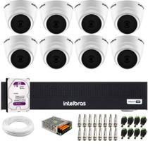 Kit 8 Câmeras Intelbras VHL 1120 D HDCVI Lite HD 720p Lente 3.6mm com Visão Noturna de 20m + Dvr Intelbras MHDX 1008-C 8 Canais + HD 1TB Purple