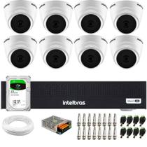 Kit 8 Câmeras Intelbras VHL 1120 D HDCVI Lite HD 720p Lente 3.6mm Visão Noturna 20m + Dvr Intelbras MHDX 1008-C 8 Canais + HD 2TB BarraCuda