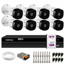 Kit 8 Câmeras Intelbras VHL 1220 B Full HD 1080 + DVR Intelbras + Acessórios Completo - Câmeras com 20m Infravermelho de Visão Noturna